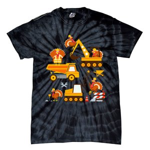 Construction Vehicle Thanksgiving Truck Turkey Tie-Dye T-Shirt