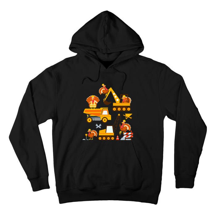 Construction Vehicle Thanksgiving Truck Turkey Tall Hoodie