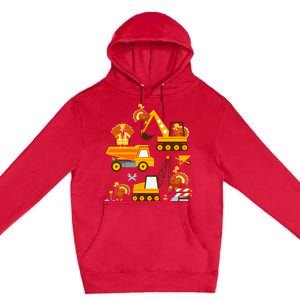 Construction Vehicle Thanksgiving Truck Turkey Premium Pullover Hoodie