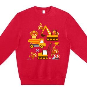 Construction Vehicle Thanksgiving Truck Turkey Premium Crewneck Sweatshirt