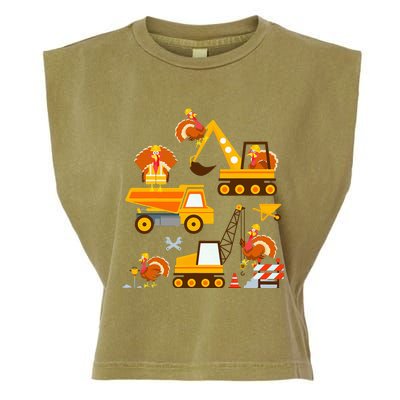 Construction Vehicle Thanksgiving Truck Turkey Garment-Dyed Women's Muscle Tee