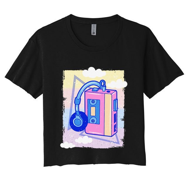 Cassette Vaporwave Tape Retro Vintage 70's 80's 90's Music Crop Top