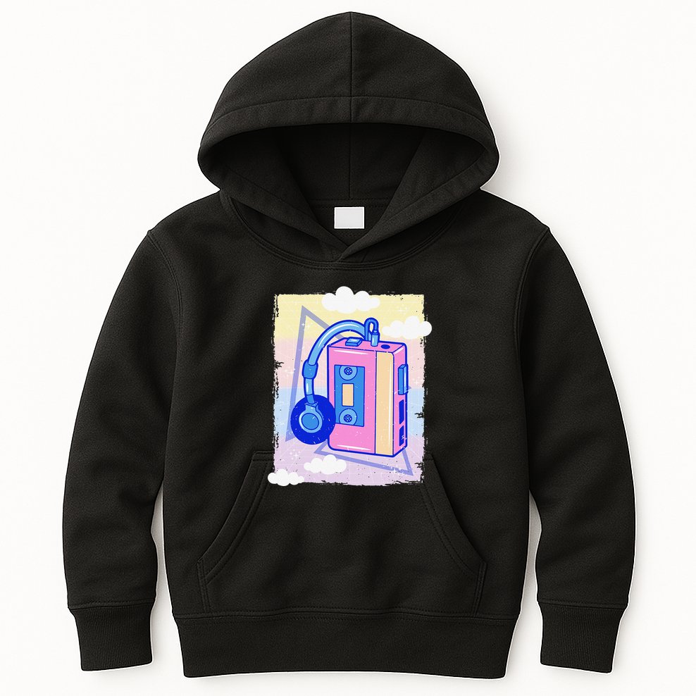 Cassette Vaporwave Tape Retro Vintage 70's 80's 90's Music Kids Hoodie