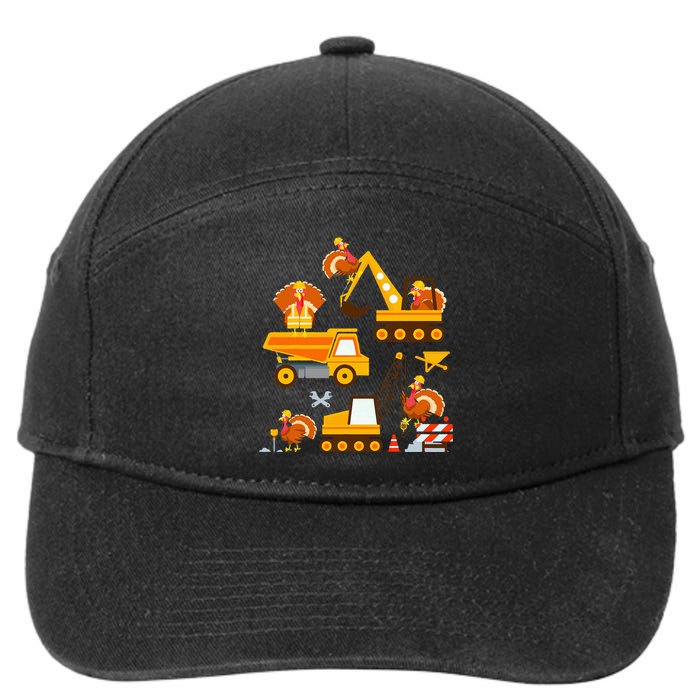 Construction Vehicle Thanksgiving Truck Turkey 7-Panel Snapback Hat