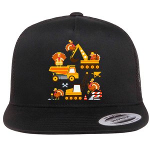 Construction Vehicle Thanksgiving Truck Turkey Flat Bill Trucker Hat