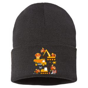 Construction Vehicle Thanksgiving Truck Turkey Sustainable Knit Beanie