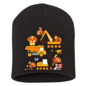 Construction Vehicle Thanksgiving Truck Turkey Short Acrylic Beanie