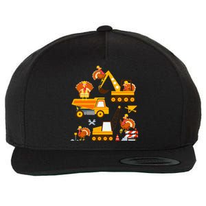 Construction Vehicle Thanksgiving Truck Turkey Wool Snapback Cap