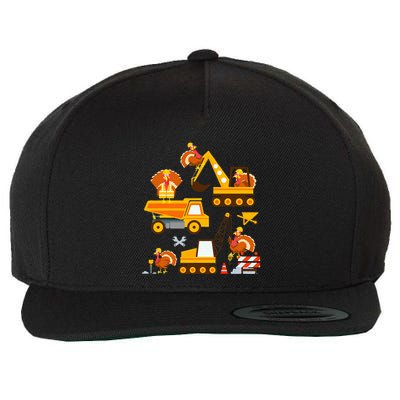 Construction Vehicle Thanksgiving Truck Turkey Wool Snapback Cap