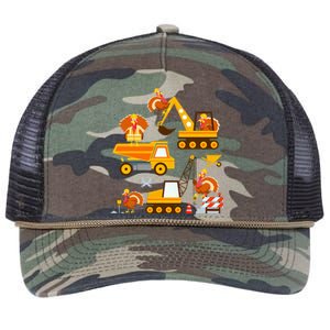 Construction Vehicle Thanksgiving Truck Turkey Retro Rope Trucker Hat Cap