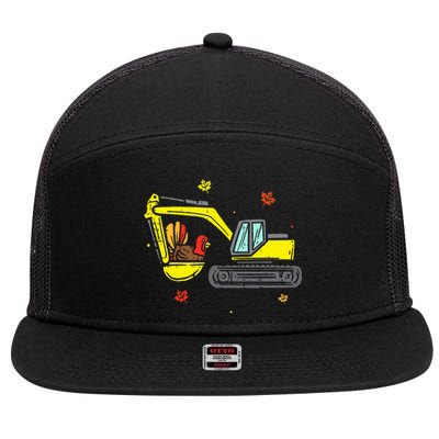 Construction Vehicle Thanksgiving Truck Turkey 7 Panel Mesh Trucker Snapback Hat