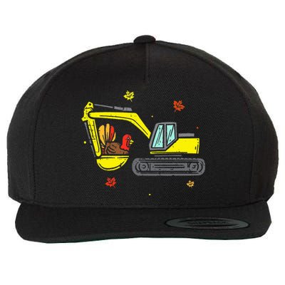 Construction Vehicle Thanksgiving Truck Turkey Wool Snapback Cap