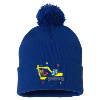 Construction Vehicle Thanksgiving Truck Turkey Pom Pom 12in Knit Beanie