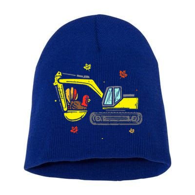 Construction Vehicle Thanksgiving Truck Turkey Short Acrylic Beanie