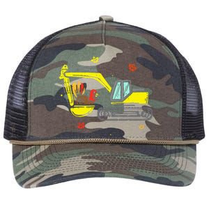 Construction Vehicle Thanksgiving Truck Turkey Retro Rope Trucker Hat Cap