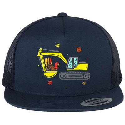 Construction Vehicle Thanksgiving Truck Turkey Flat Bill Trucker Hat