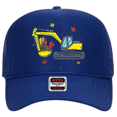 Construction Vehicle Thanksgiving Truck Turkey High Crown Mesh Back Trucker Hat