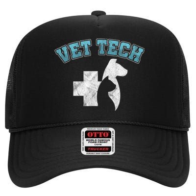 Cool Vet Technician Dog Cat Veterinarian Animal Gift High Crown Mesh Back Trucker Hat