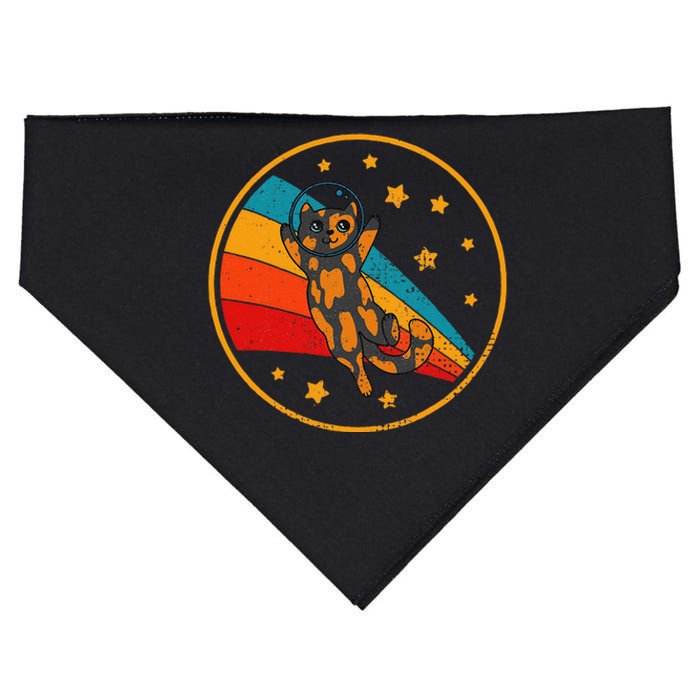 Cute Vintage Tortoiseshell Cat Retro Space Cat USA-Made Doggie Bandana