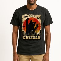 Catzilla Vintage Tee Funny Kitten And Cat Art Japanese Sunset Tall T-Shirt