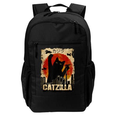 Catzilla Vintage Tee Funny Kitten And Cat Art Japanese Sunset Backpack
