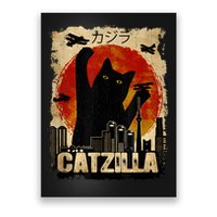 Catzilla Vintage Tee Funny Kitten And Cat Art Japanese Sunset Poster