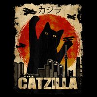 Catzilla Vintage Tee Funny Kitten And Cat Art Japanese Sunset Baby Bodysuit