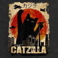Catzilla Vintage Tee Funny Kitten And Cat Art Japanese Sunset Hat