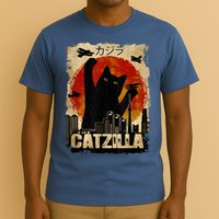 Catzilla Vintage Tee Funny Kitten And Cat Art Japanese Sunset T-Shirt