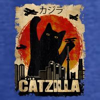 Catzilla Vintage Tee Funny Kitten And Cat Art Japanese Sunset T-Shirt