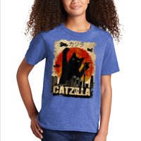 Catzilla Vintage Tee Funny Kitten And Cat Art Japanese Sunset Kids T-Shirt