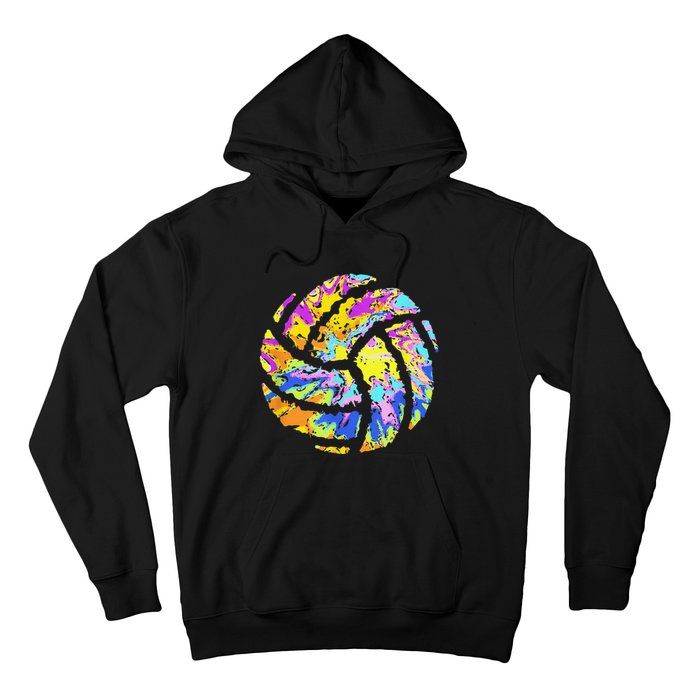 Colorful Volleyball Tie Dye  Teen  Player Coach Hoodie