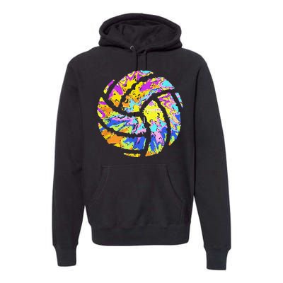 Colorful Volleyball Tie Dye  Teen  Player Coach Premium Hoodie