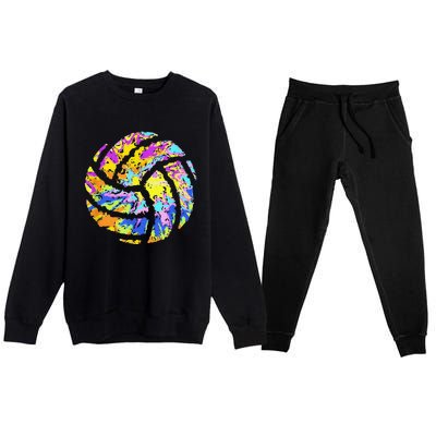 Colorful Volleyball Tie Dye  Teen  Player Coach Premium Crewneck Sweatsuit Set