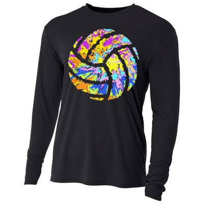 Colorful Volleyball Tie Dye  Teen  Player Coach Cooling Performance Long Sleeve Crew