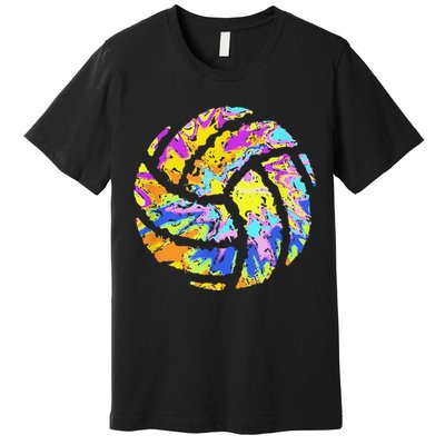 Colorful Volleyball Tie Dye  Teen  Player Coach Premium T-Shirt