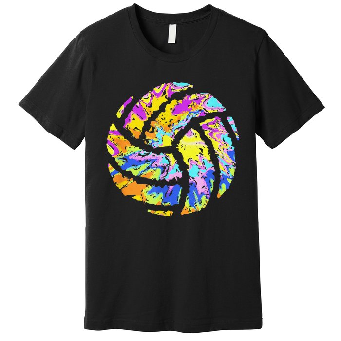 Colorful Volleyball Tie Dye  Teen  Player Coach Premium T-Shirt