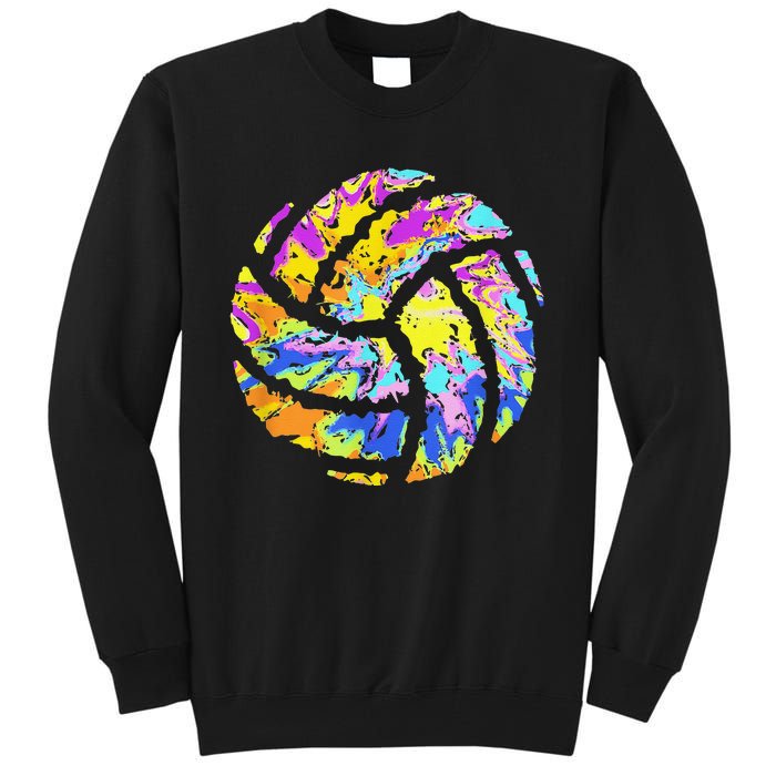 Colorful Volleyball Tie Dye  Teen  Player Coach Tall Sweatshirt