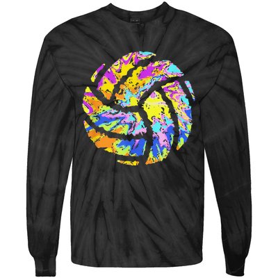 Colorful Volleyball Tie Dye  Teen  Player Coach Tie-Dye Long Sleeve Shirt