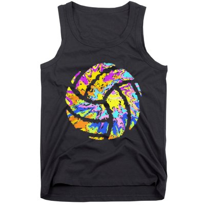 Colorful Volleyball Tie Dye  Teen  Player Coach Tank Top