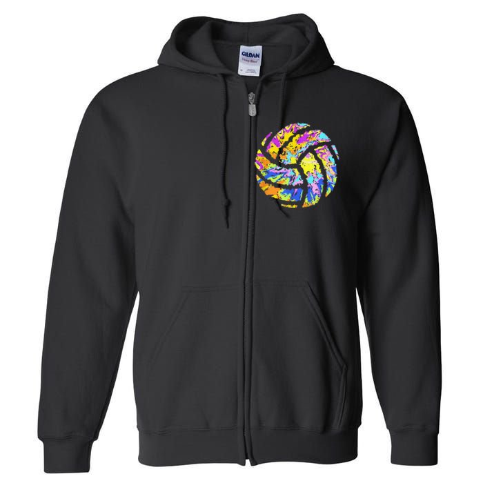 Colorful Volleyball Tie Dye  Teen  Player Coach Full Zip Hoodie