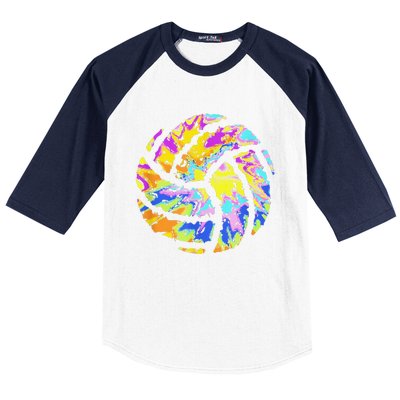 Colorful Volleyball Tie Dye  Teen  Player Coach Baseball Sleeve Shirt