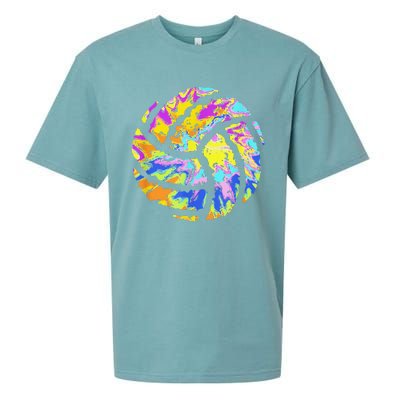 Colorful Volleyball Tie Dye  Teen  Player Coach Sueded Cloud Jersey T-Shirt