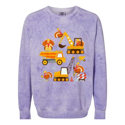 Construction Vehicle Thanksgiving Truck Turkey Colorblast Crewneck Sweatshirt