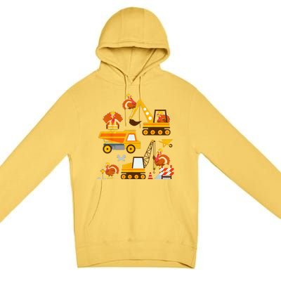 Construction Vehicle Thanksgiving Truck Turkey Premium Pullover Hoodie