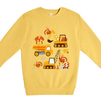 Construction Vehicle Thanksgiving Truck Turkey Premium Crewneck Sweatshirt