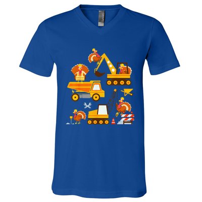 Construction Vehicle Thanksgiving Truck Turkey V-Neck T-Shirt