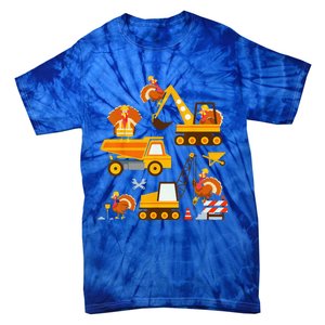 Construction Vehicle Thanksgiving Truck Turkey Tie-Dye T-Shirt