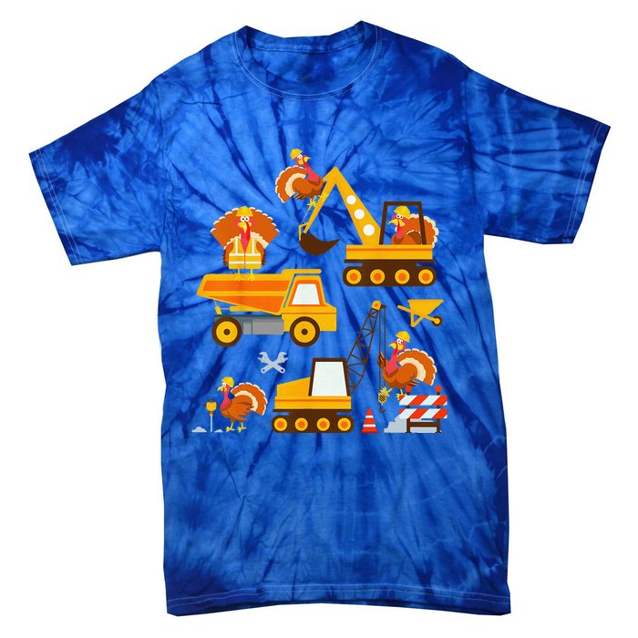 Construction Vehicle Thanksgiving Truck Turkey Tie-Dye T-Shirt