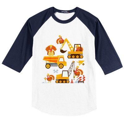 Construction Vehicle Thanksgiving Truck Turkey Baseball Sleeve Shirt